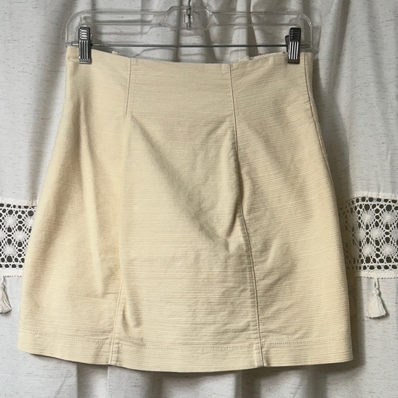 Free People Cream Button-Front High-Rise Mini Skirt - Picture 3 of 6
